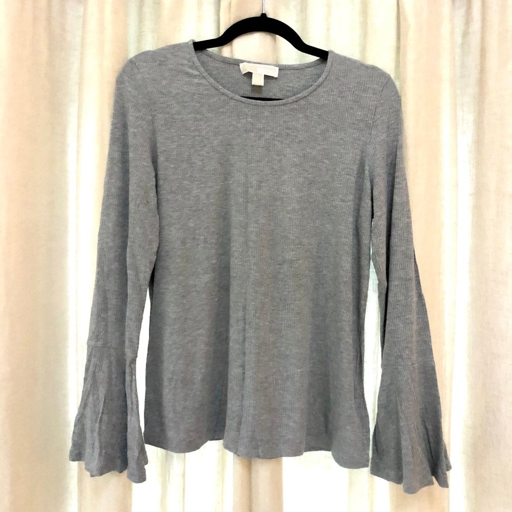 Michael Kors Gray Bell Sleeve Top L
